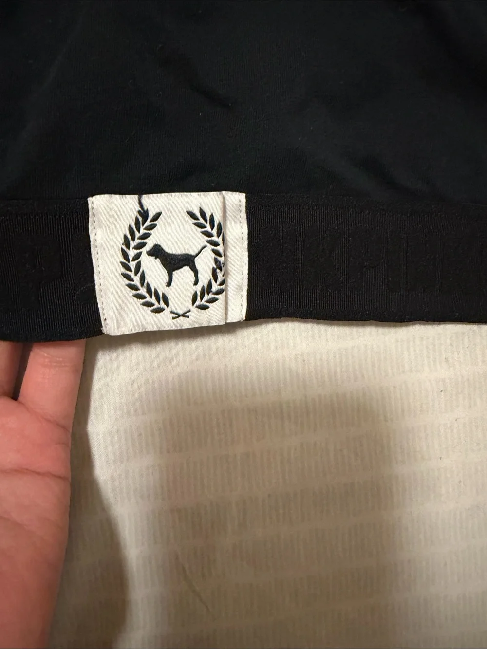 PINK Victoria's Secret Black Racerback Logo Sports Bra